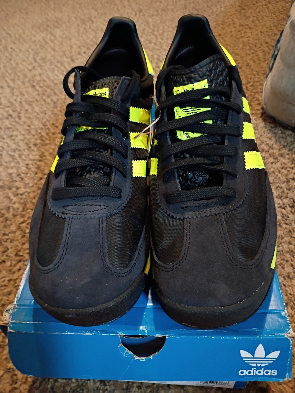 adidas Men's Black with Neon Yellow Accent Sneakers